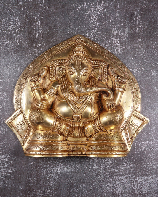 Pure Brass Full Body Lord Ganesha Wall Hanging – 10.5 Inch, 4.98 Kg - Budhshiv.com