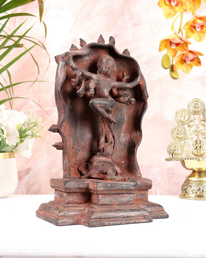 Pure Brass Gajasurasamhara Shiva Idol dancing shiva red mud patina - Budhshiv.com