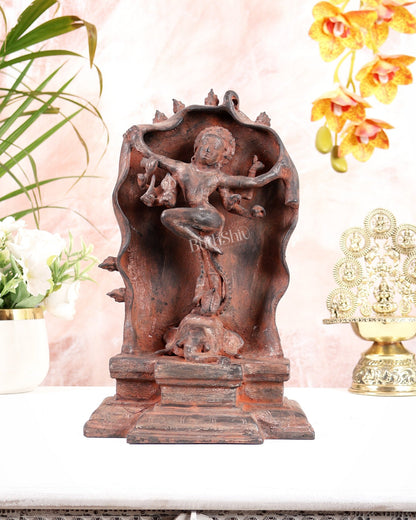 Pure Brass Gajasurasamhara Shiva Idol dancing shiva red mud patina - Budhshiv.com