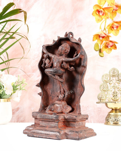 Pure Brass Gajasurasamhara Shiva Idol dancing shiva red mud patina - Budhshiv.com