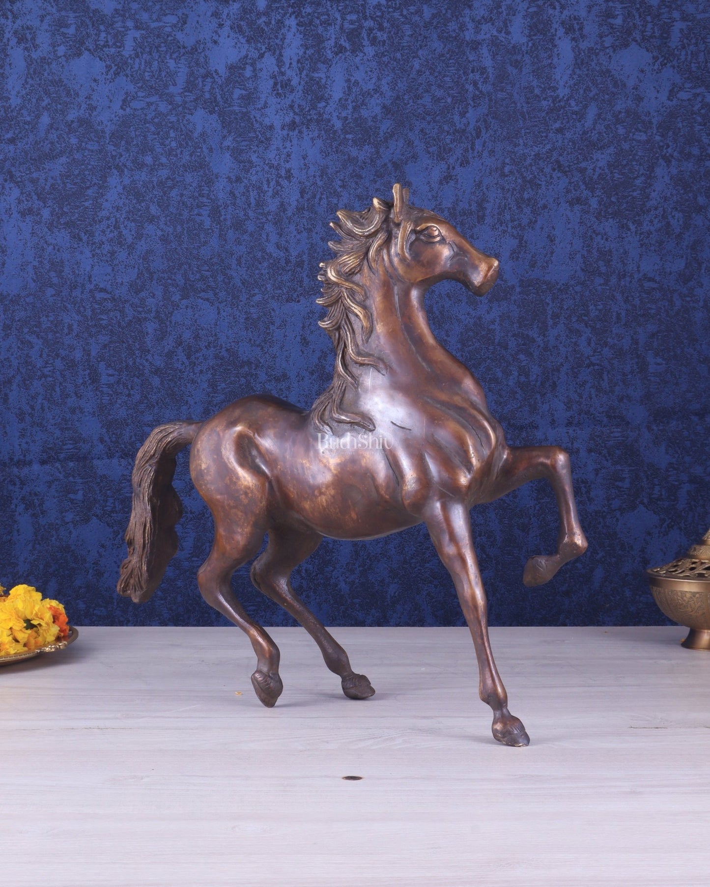 Pure Brass Galloping Horse Feng Shui Approved Statue - Budhshiv.com