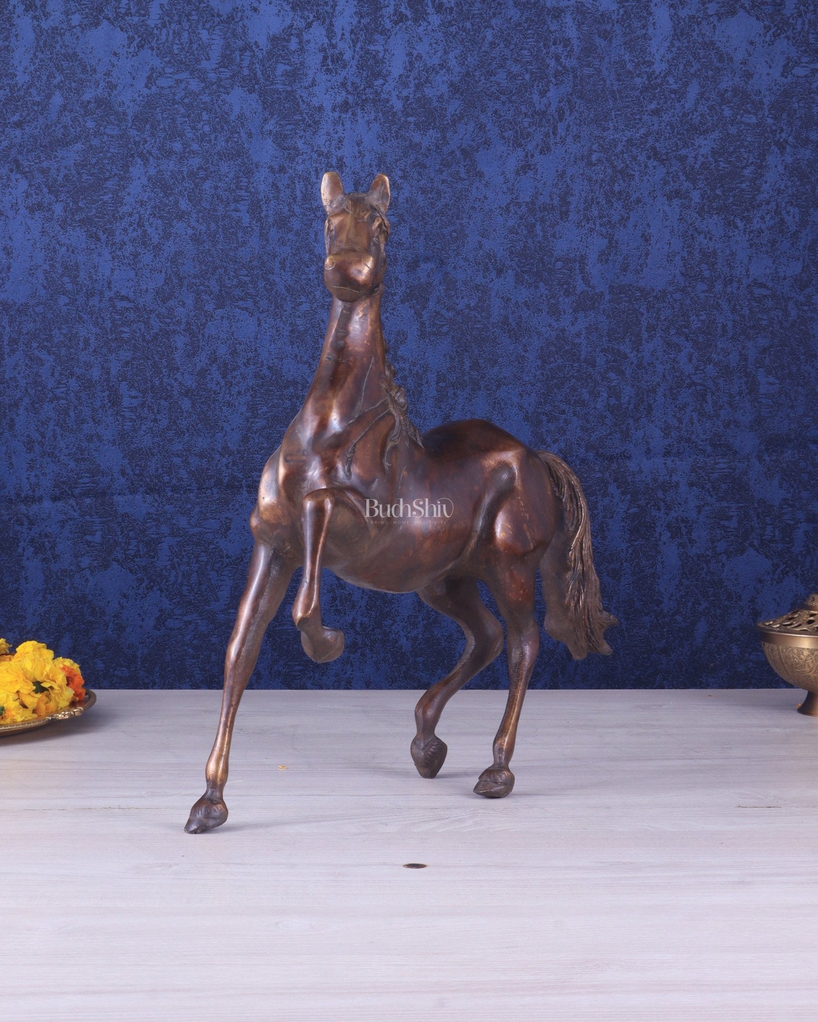 Pure Brass Galloping Horse Feng Shui Approved Statue - Budhshiv.com