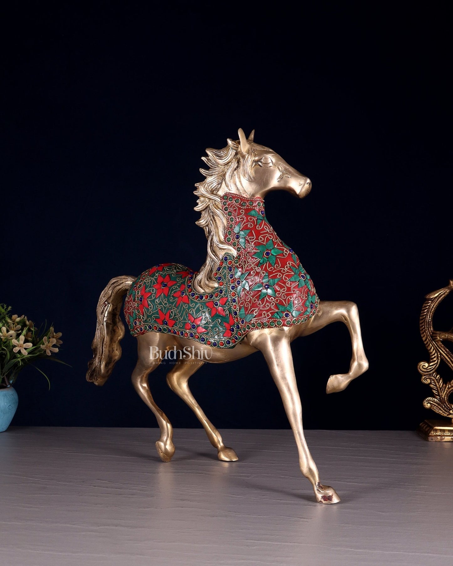 Pure Brass Galloping Horse Feng Shui recommended 16" - Budhshiv.com