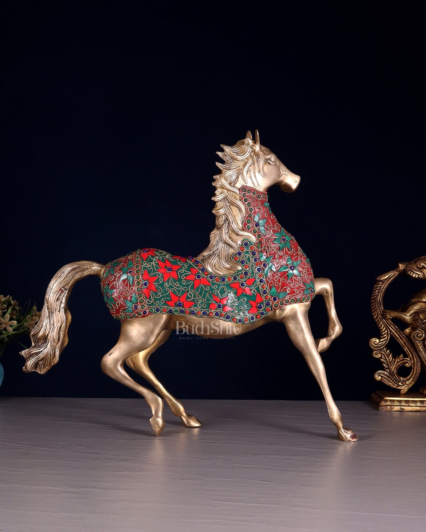 Pure Brass Galloping Horse Feng Shui recommended 16" - Budhshiv.com