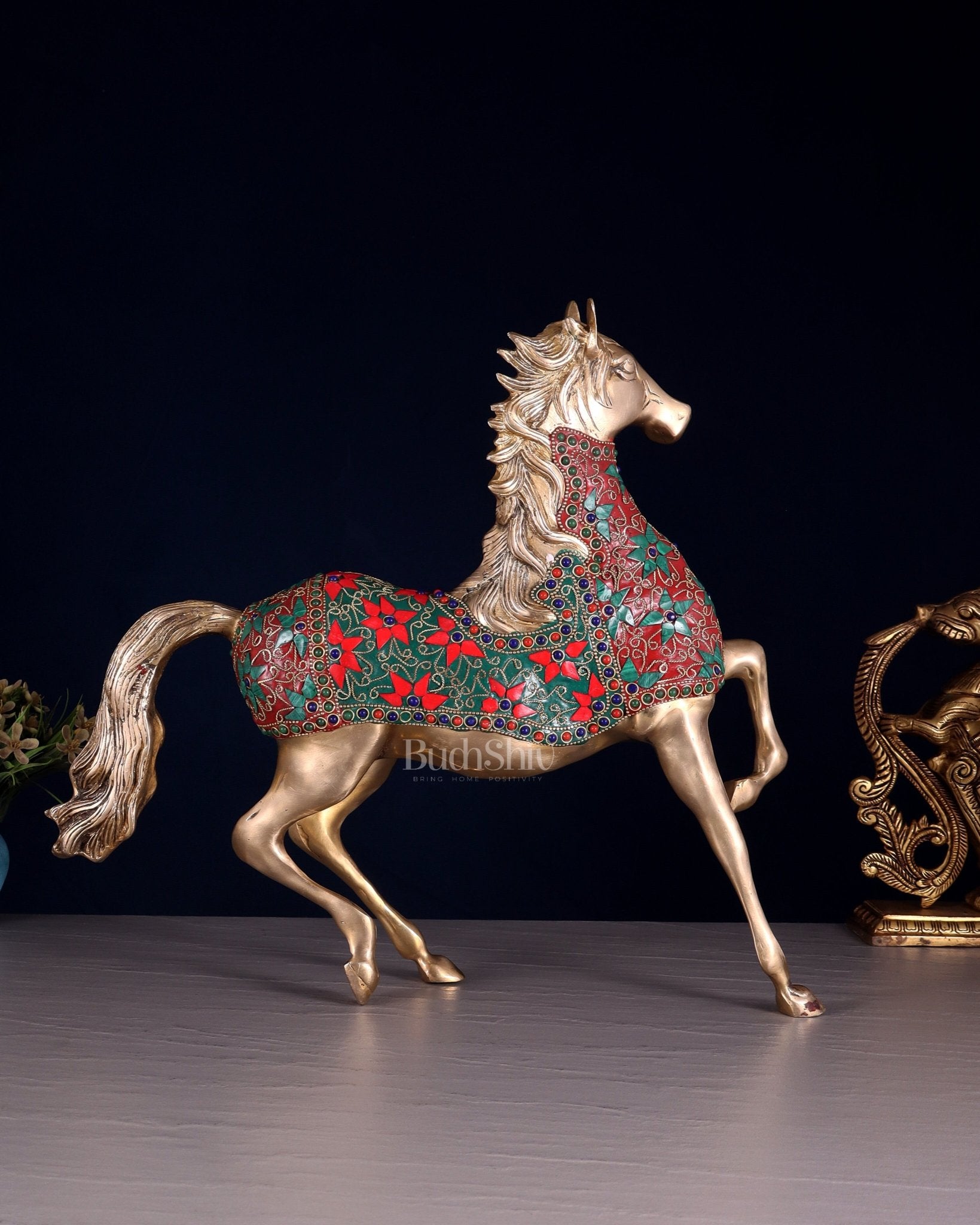 Pure Brass Galloping Horse Feng Shui recommended 16" - Budhshiv.com