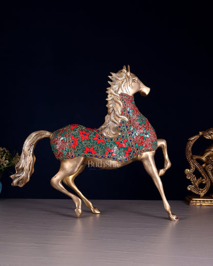 Pure Brass Galloping Horse Feng Shui recommended 16" - Budhshiv.com