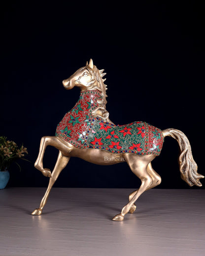 Pure Brass Galloping Horse Feng Shui recommended 16" - Budhshiv.com