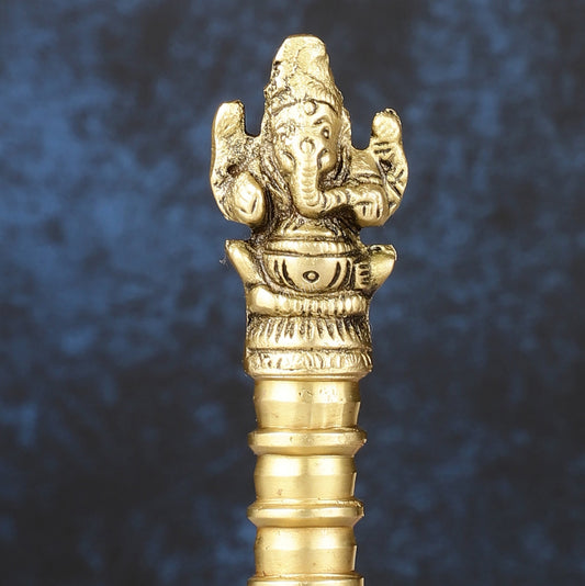 Pure Brass Ganapati Hand Bell for Pooja | Height 6 inch - Budhshiv.com