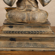 Pure Brass Ganapati with Shiv Ling Statue | Vintage Patina | 14 Inch - Budhshiv.com