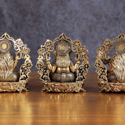 Pure Brass Ganesh Lakshmi Saraswati Idol - 4 Inch - Budhshiv.com