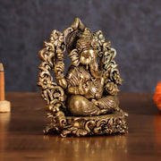 Pure Brass Ganesh Lakshmi Saraswati Idol - 4 Inch - Budhshiv.com