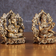 Pure Brass Ganesh Lakshmi Saraswati Idol - 4 Inch - Budhshiv.com