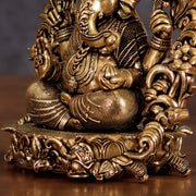 Pure Brass Ganesh Lakshmi Saraswati Idol - 4 Inch - Budhshiv.com