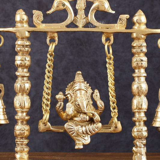 Pure Brass Ganesh Swing Idol - 10" Height - Budhshiv.com
