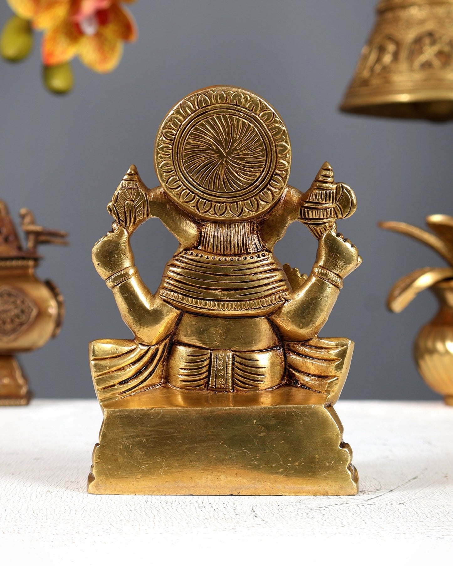 Pure Brass Ganesha Idol – Superfine Carvings 6" - Budhshiv.com