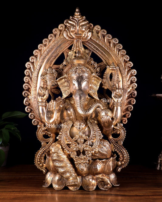 Pure Brass Ganesha large Idol 26 inch - Budhshiv.com