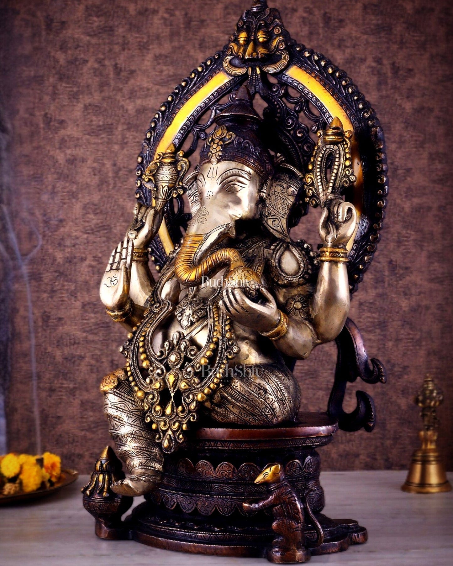 Pure Brass Ganesha large Idol 26 inch - Budhshiv.com