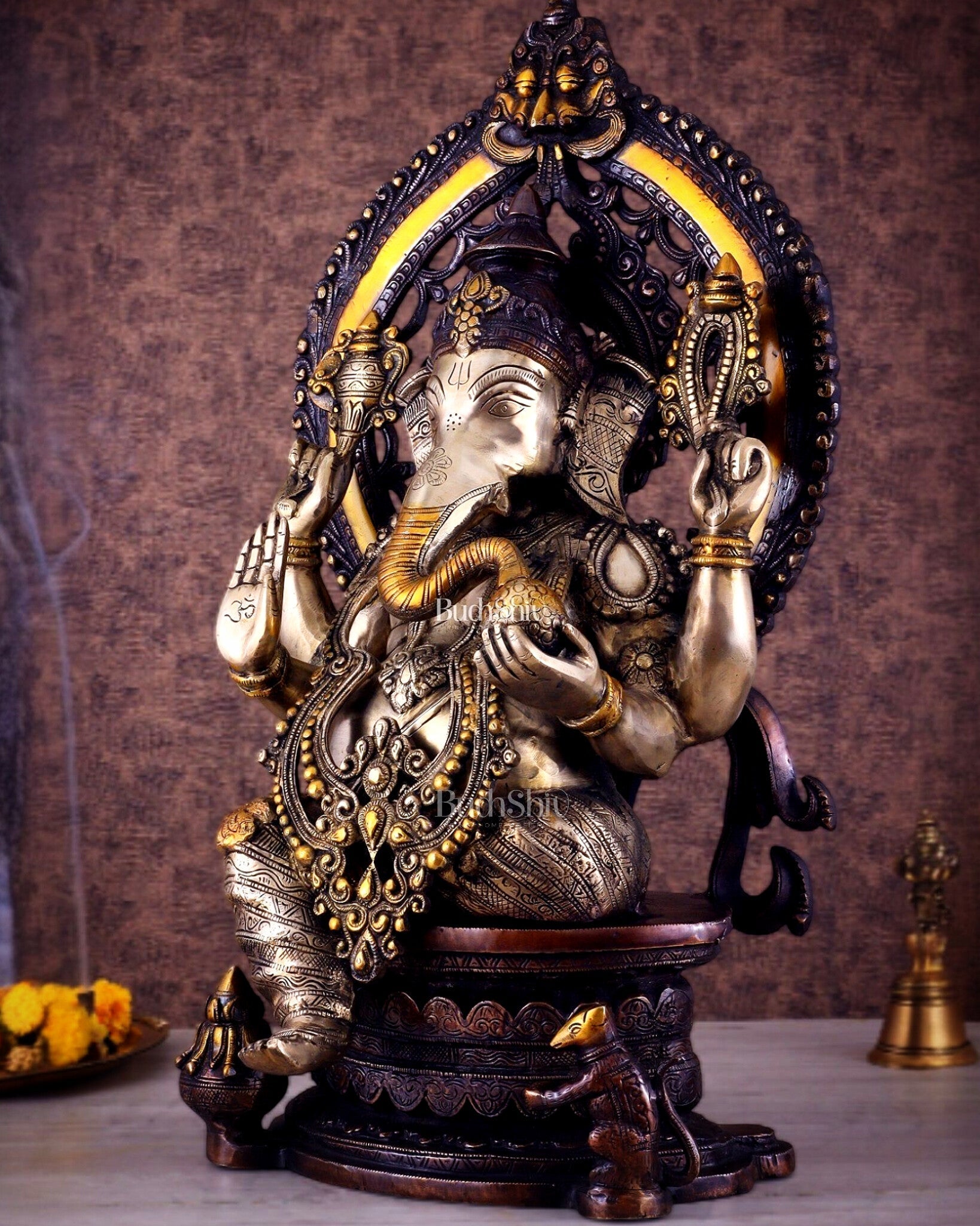 Pure Brass Ganesha large Idol 26 inch - Budhshiv.com