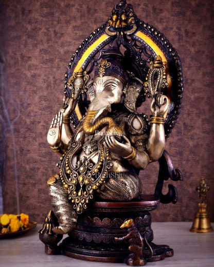 Pure Brass Ganesha large Idol 26 inch - Budhshiv.com