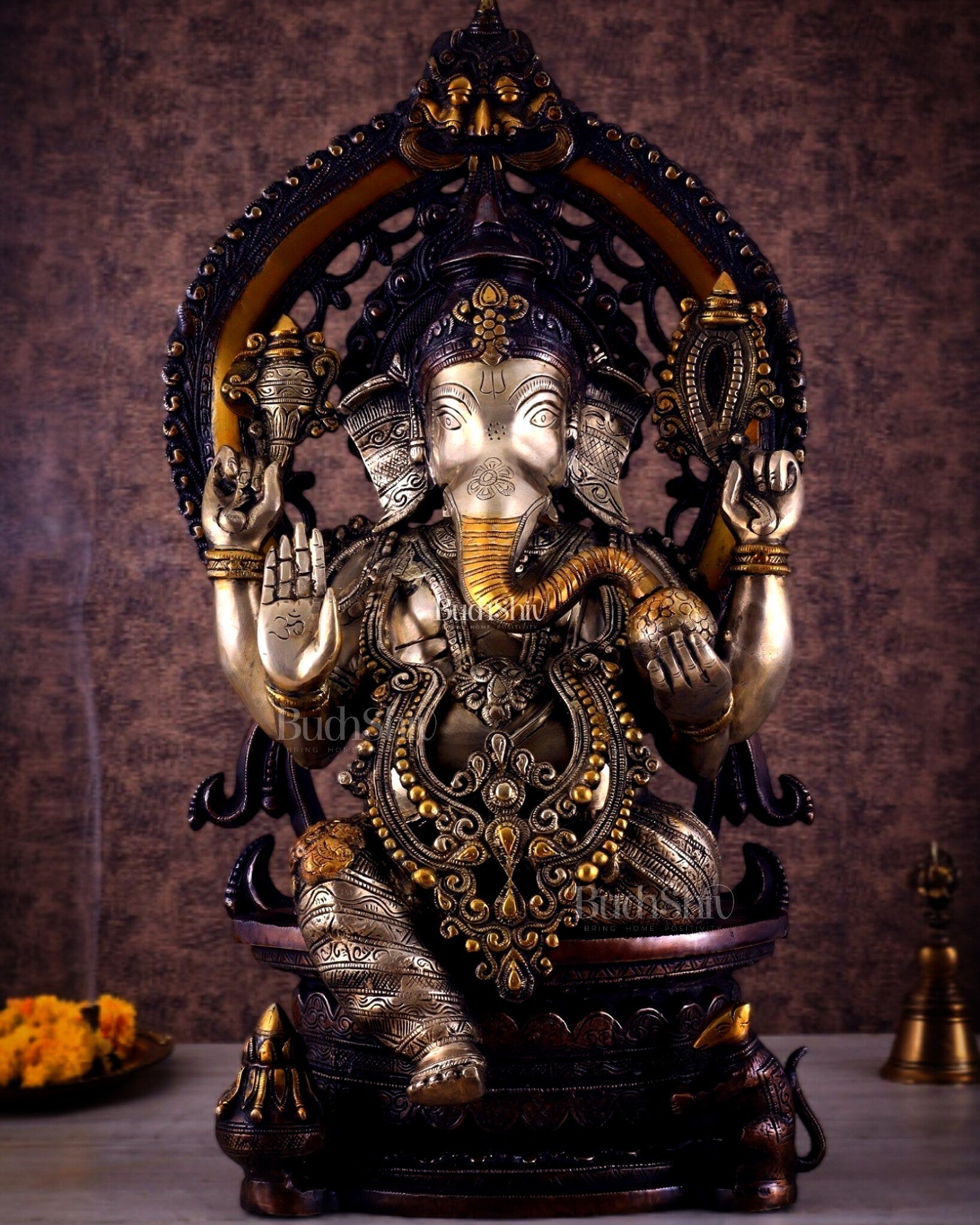 Pure Brass Ganesha large Idol 26 inch - Budhshiv.com