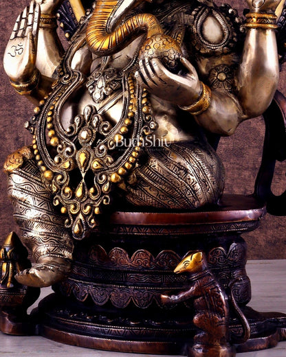 Pure Brass Ganesha large Idol 26 inch - Budhshiv.com