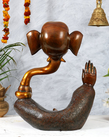 Pure Brass Ganesha Large Modern Statue – Dual Tone Finish 17 inch - Budhshiv.com