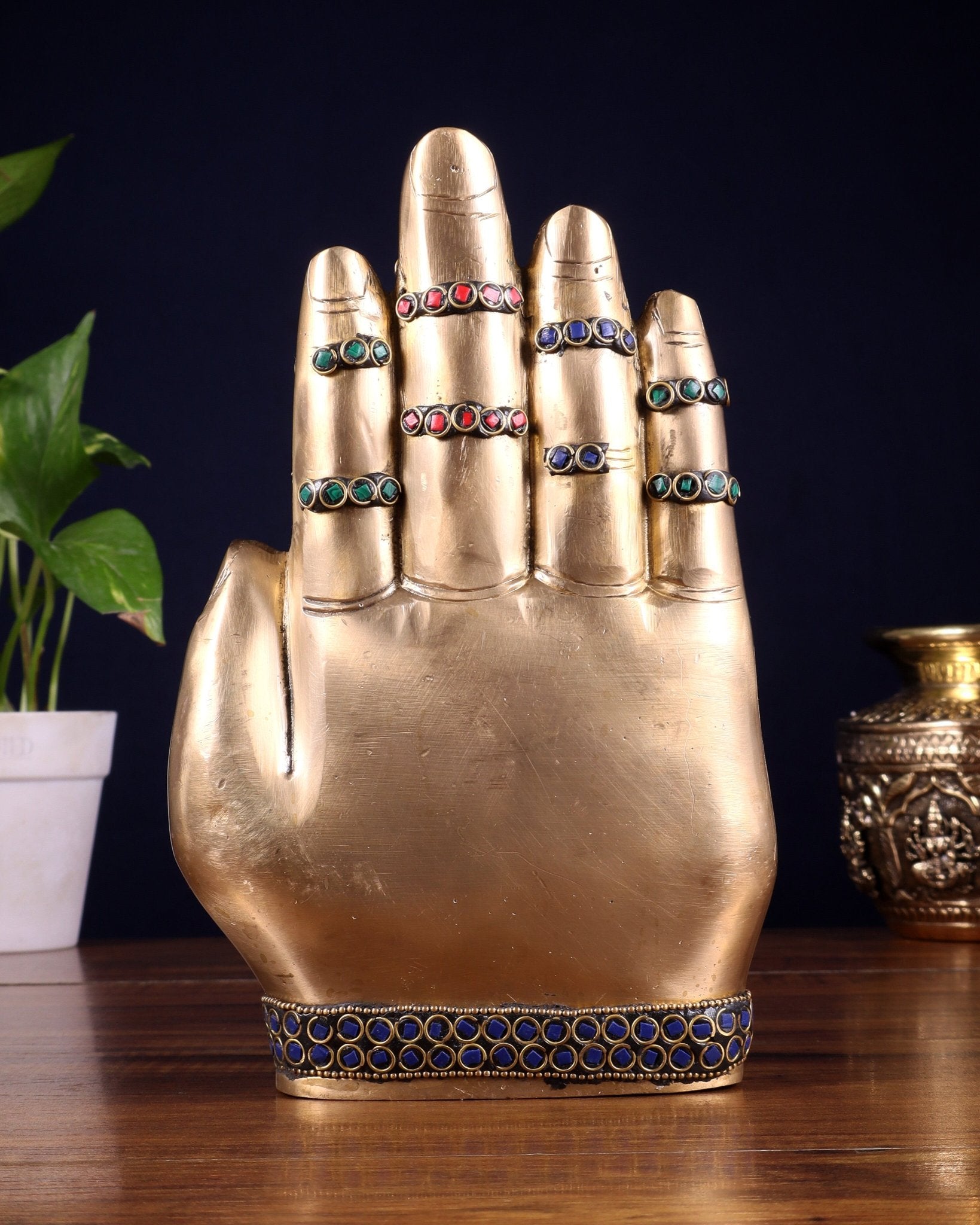 Pure Brass Ganesha on Blessing Hand Showpiece – 9 inch (23 cm) - Budhshiv.com