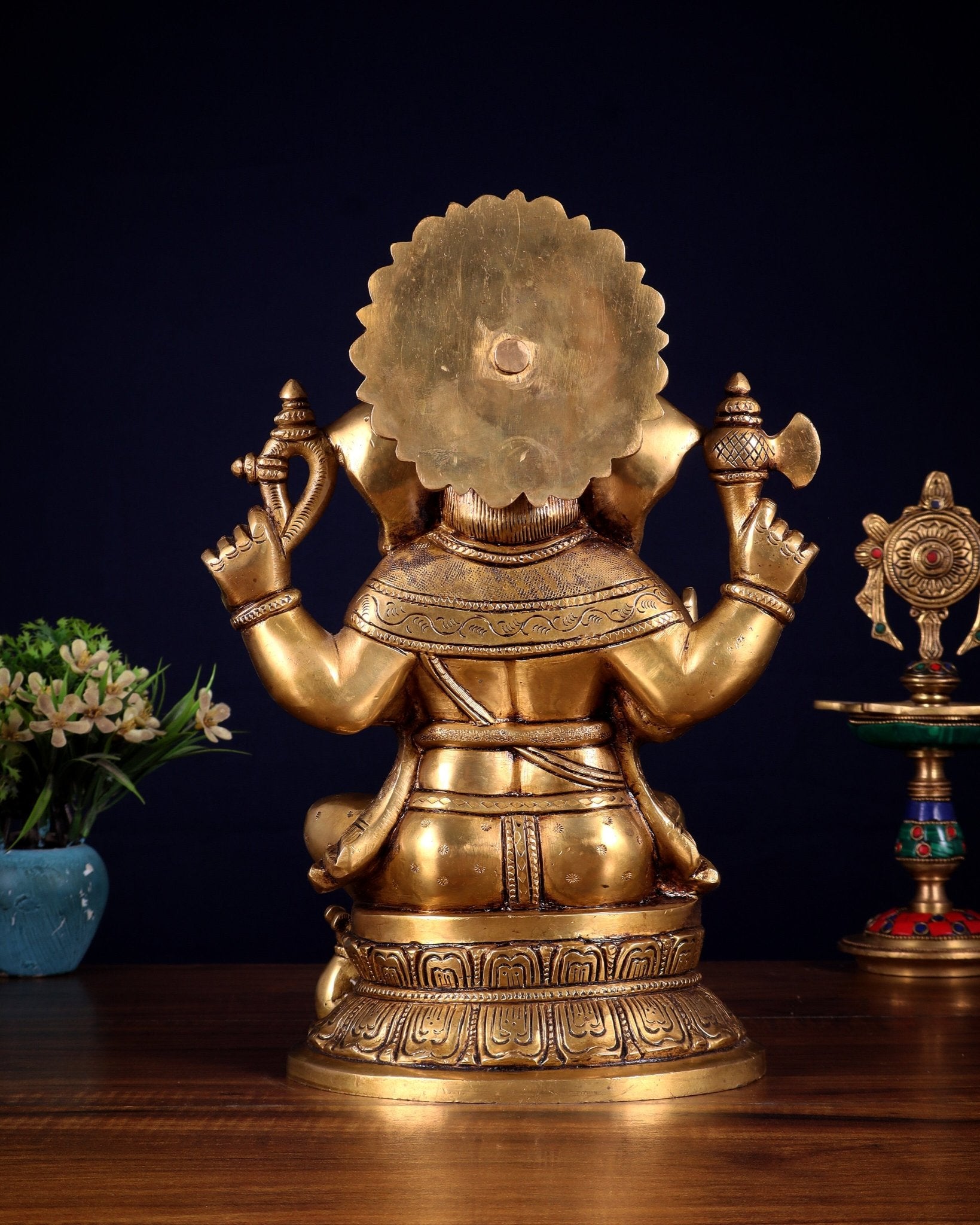 Pure Brass Ganesha Statue - 11 Inch - Budhshiv.com