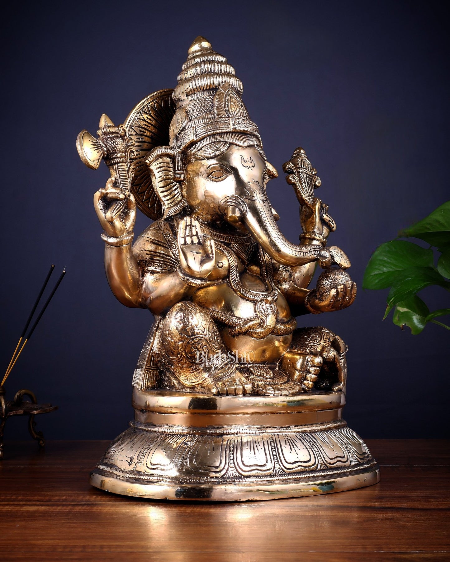 Pure Brass Ganesha Statue – 15 inch Tall - Budhshiv.com