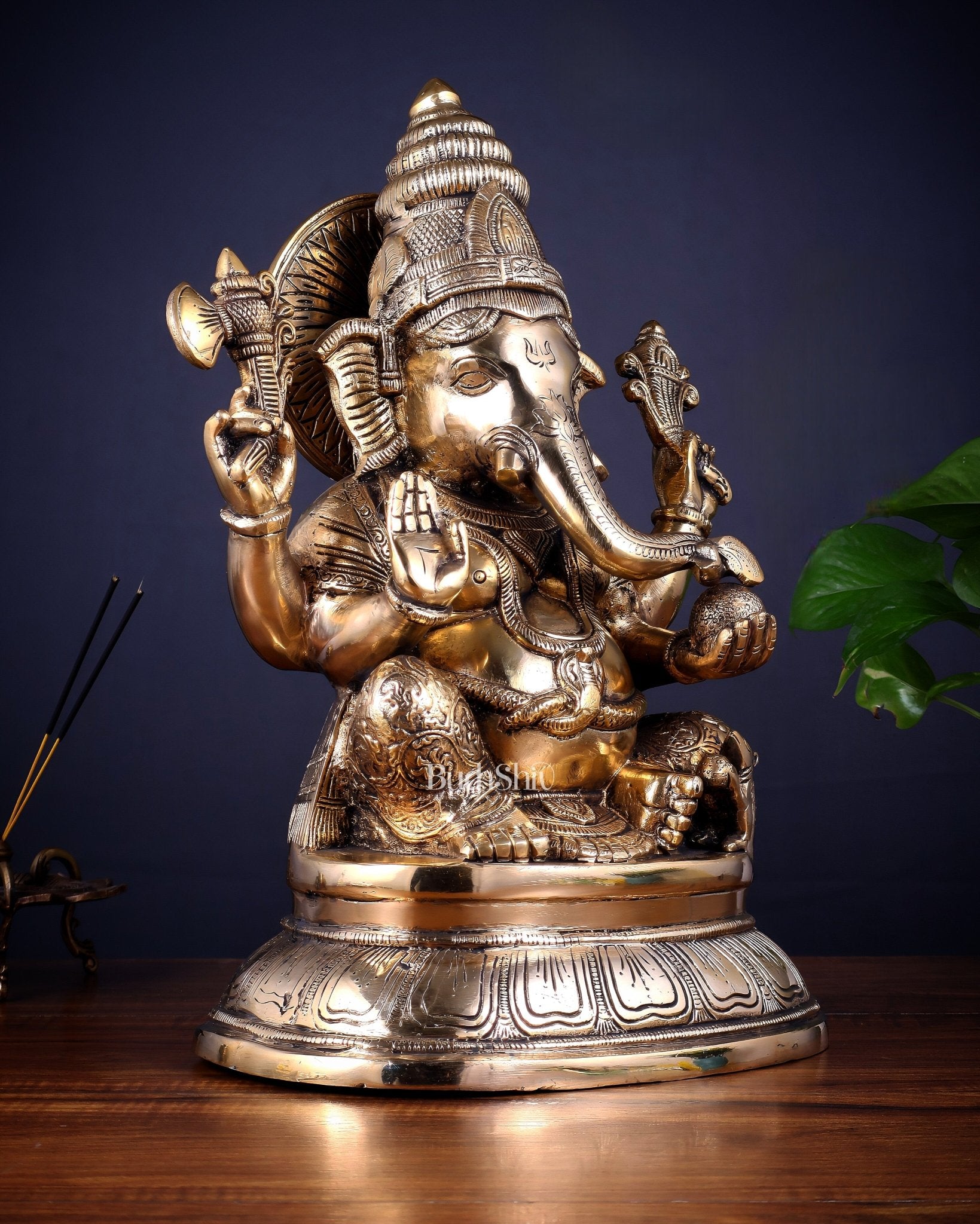 Pure Brass Ganesha Statue – 15 inch Tall - Budhshiv.com