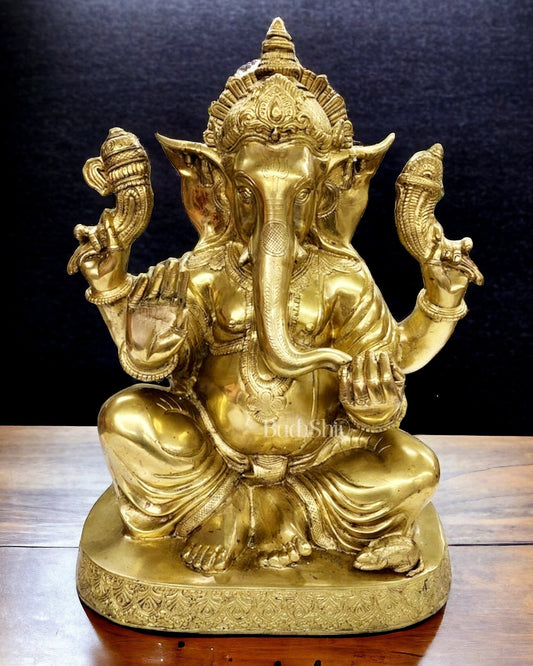 Pure Brass Ganesha Statue 22 inch - Budhshiv.com