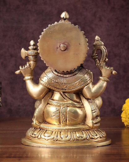Pure Brass Ganesha statue - 7.5" Height - Budhshiv.com