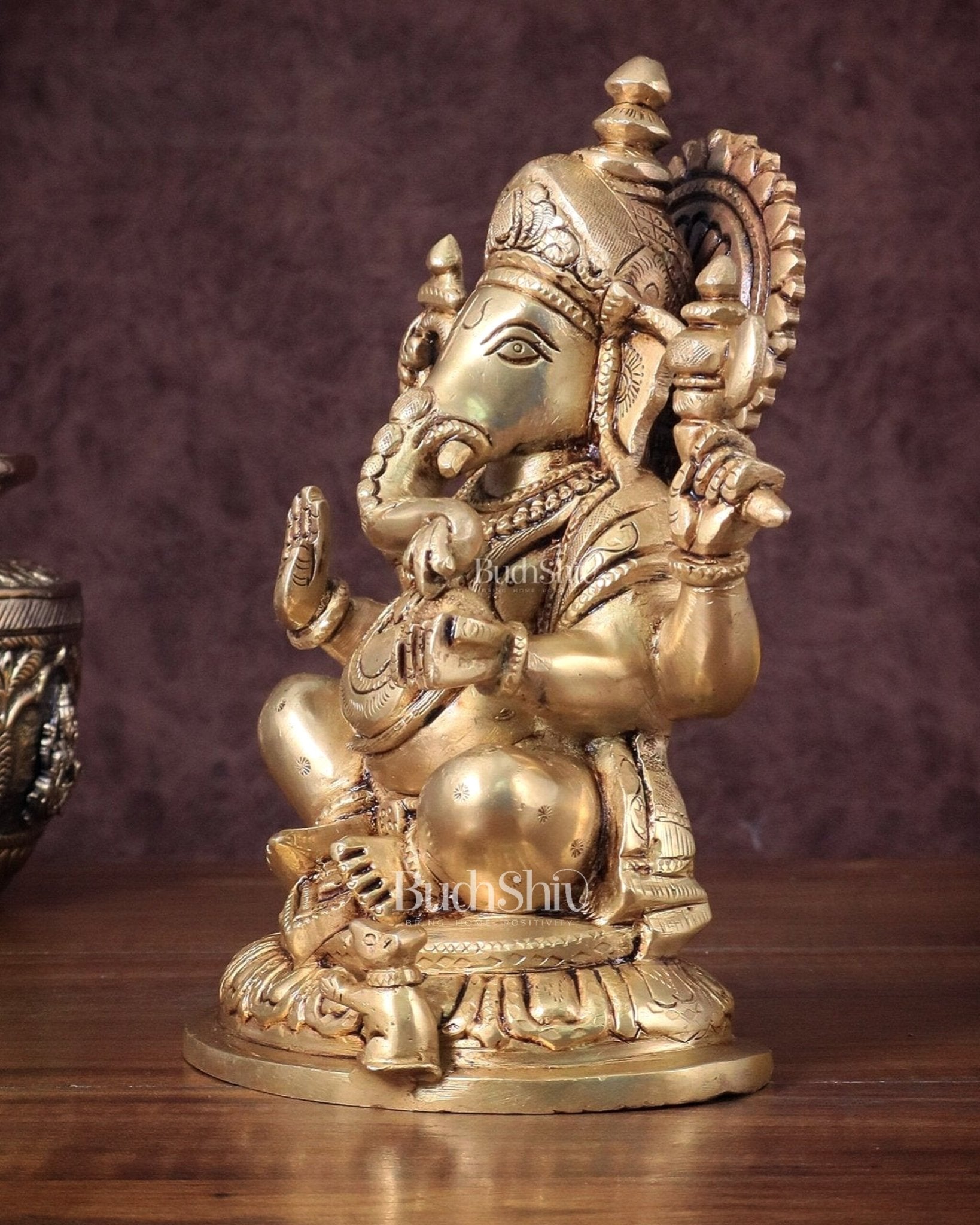 Pure Brass Ganesha statue - 7.5" Height - Budhshiv.com