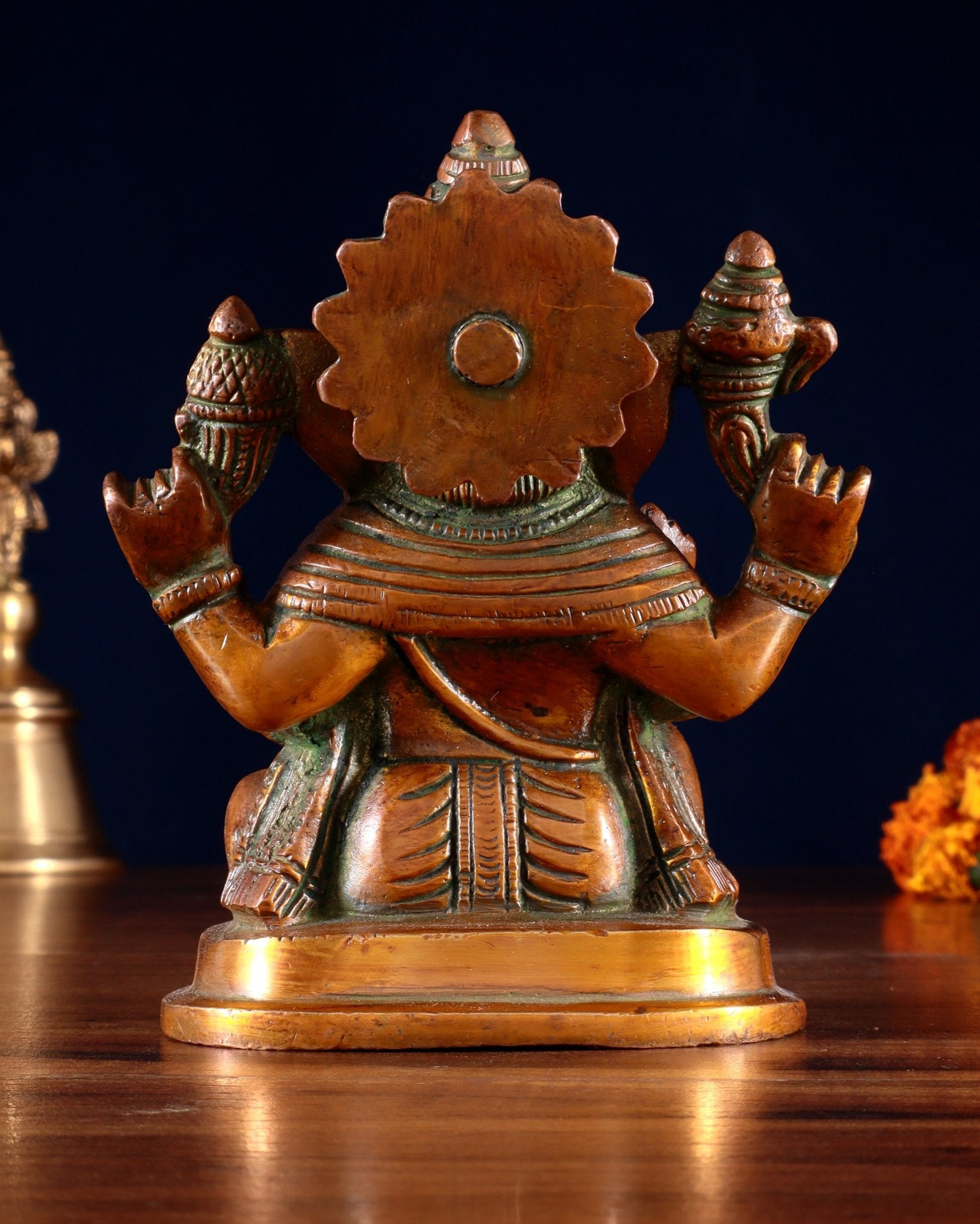 Pure Brass Ganesha Statue dual tone 5" - Budhshiv.com