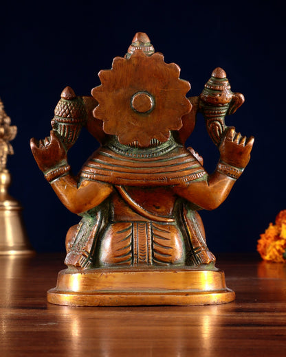 Pure Brass Ganesha Statue dual tone 5" - Budhshiv.com