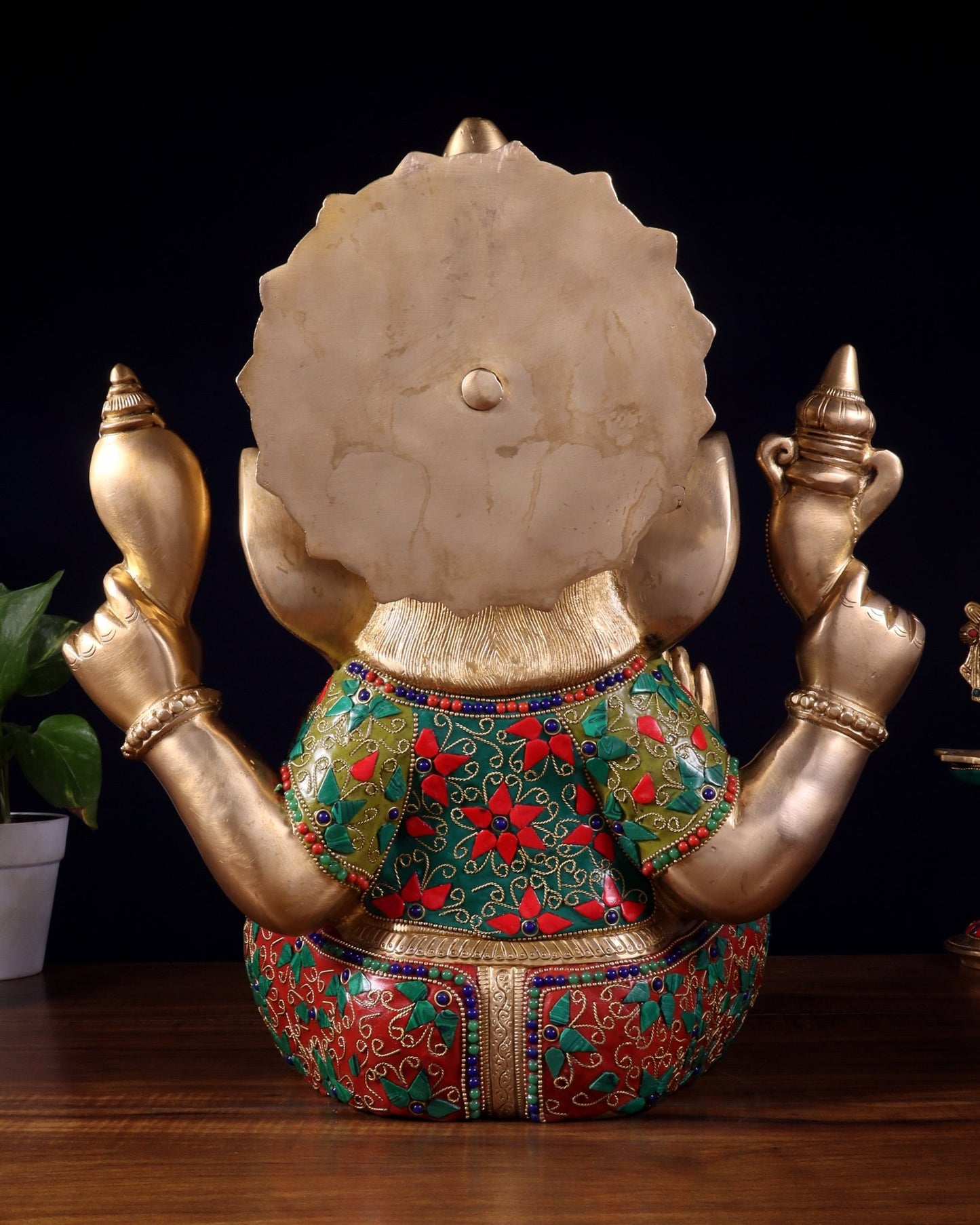 Pure Brass Ganesha Statue meenakari 15" - Budhshiv.com