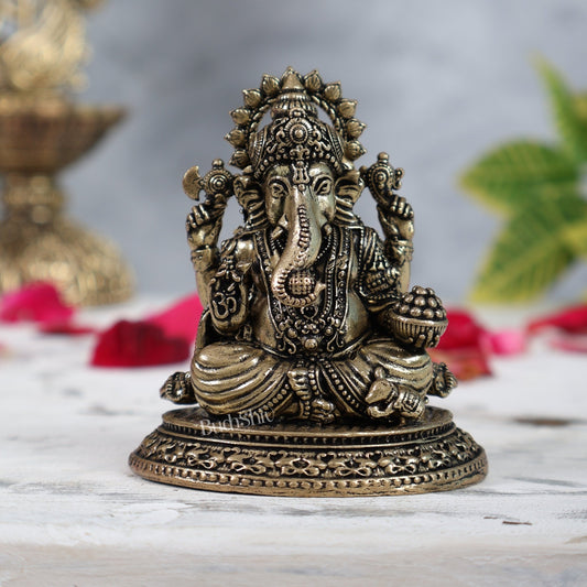 Pure Brass Ganesha superfine Idol 3" - Budhshiv.com