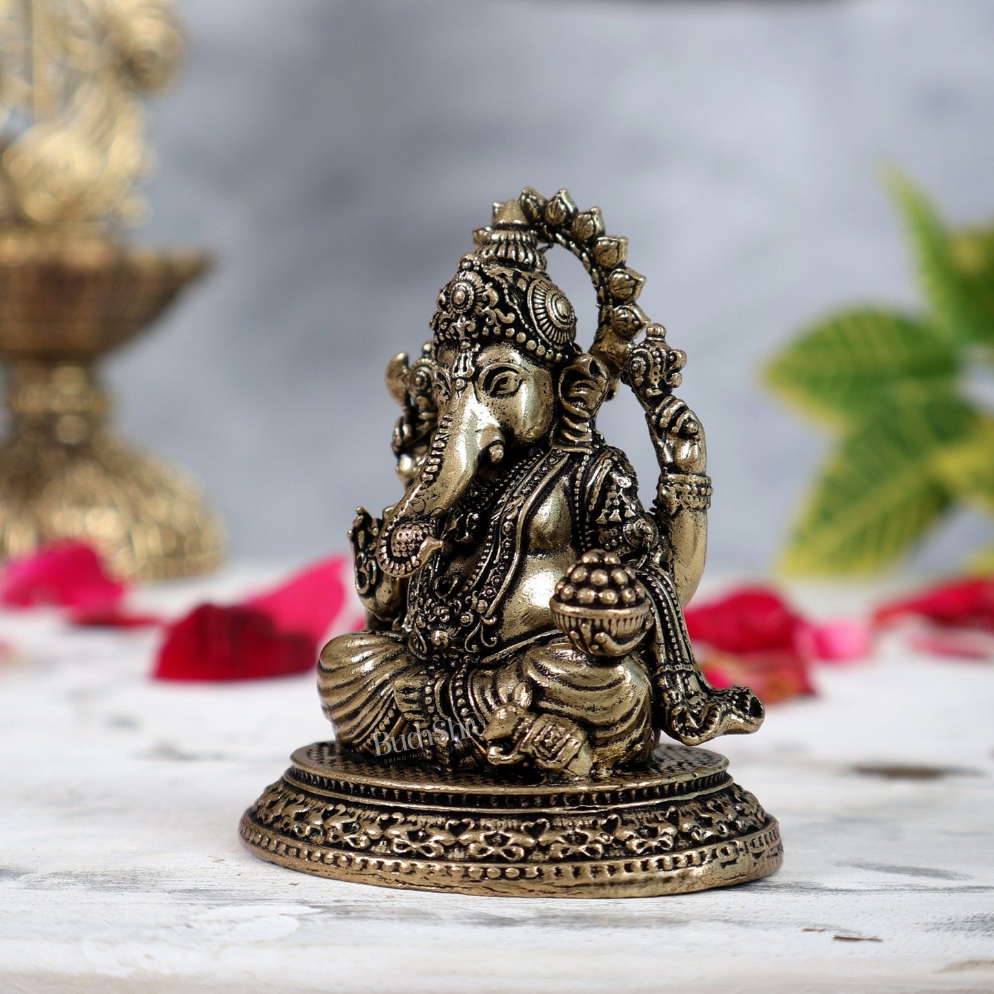 Pure Brass Ganesha superfine Idol 3" - Budhshiv.com