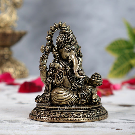 Pure Brass Ganesha superfine Idol 3" - Budhshiv.com