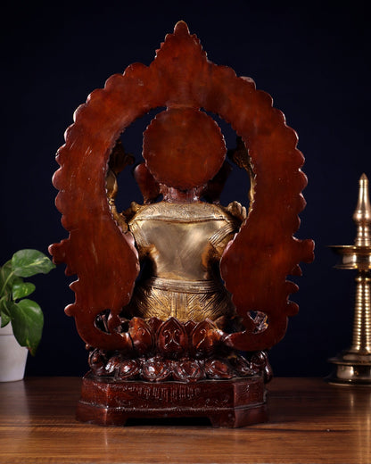 Pure Brass Ganesha with Prabhavali Statue – Dual Tone Finish 18 inch - Budhshiv.com