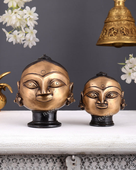 Pure Brass Gauri Face Pair – Vintage Finish - Budhshiv.com