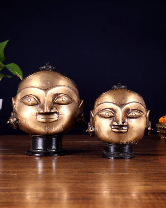 Pure Brass Gauri Face Pair – Vintage Finish - Budhshiv.com
