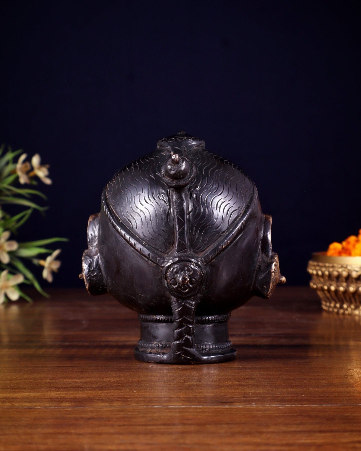 Pure Brass Gauri Face – Vintage Finish, 4.5" - Budhshiv.com