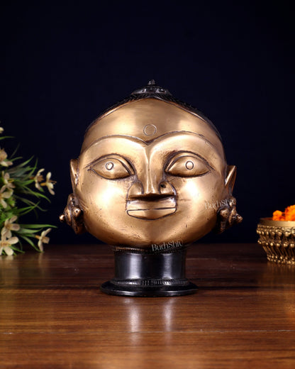 Pure Brass Gauri Face – Vintage Finish, 5.5" - Budhshiv.com
