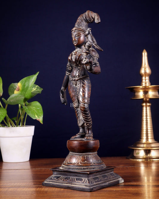 Pure Brass Goda devi Andal with Parrot Idol 12" - Budhshiv.com