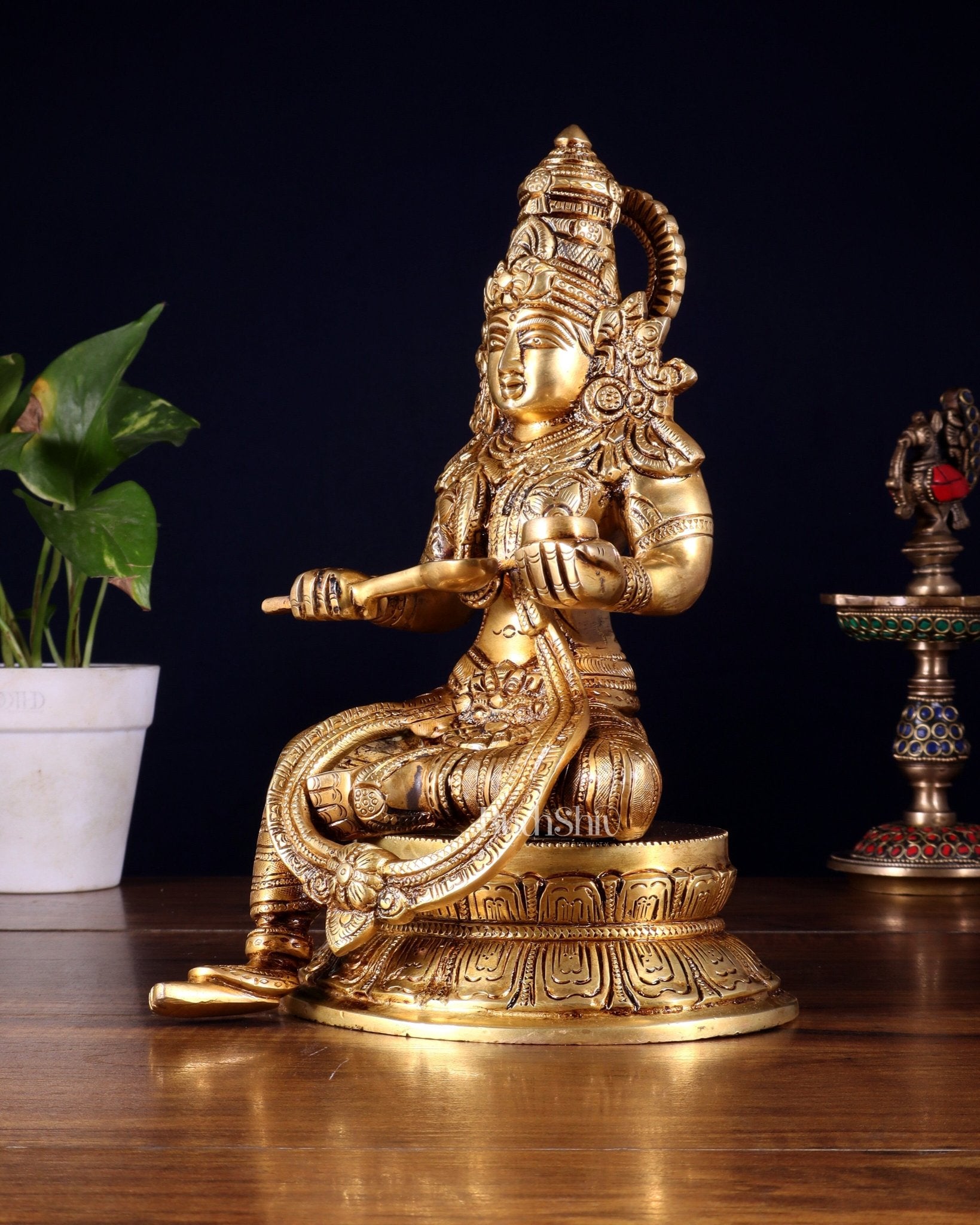 Pure Brass Goddess Annapoorna Idol – 10 Inch - Budhshiv.com