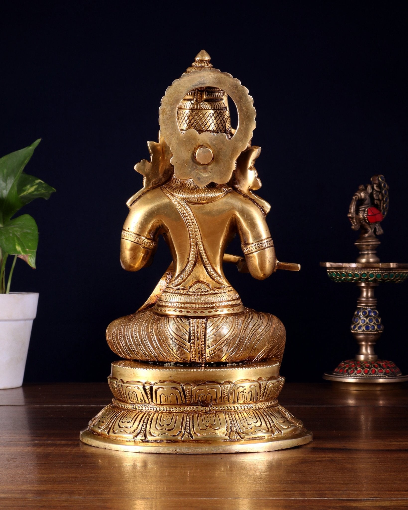 Pure Brass Goddess Annapoorna Idol – 10 Inch - Budhshiv.com