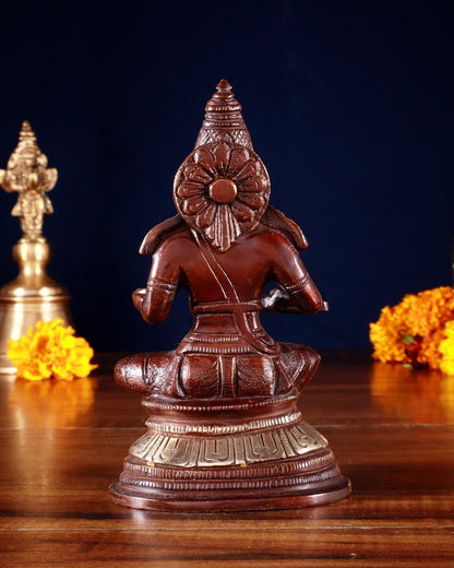 Pure Brass Goddess Annapurna Devi Idol – dual Tone 5" - Budhshiv.com