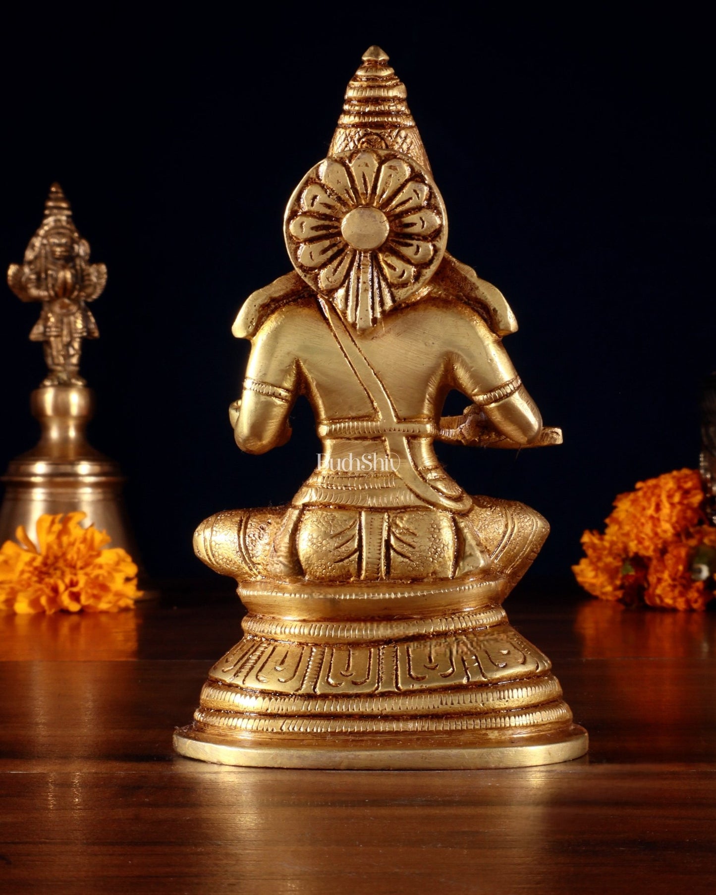Pure Brass Goddess Annapurna Devi Idol – Golden Tone 5" - Budhshiv.com