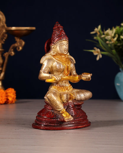 Pure Brass Goddess Annapurna Devi Idol – New tone 5" - Budhshiv.com